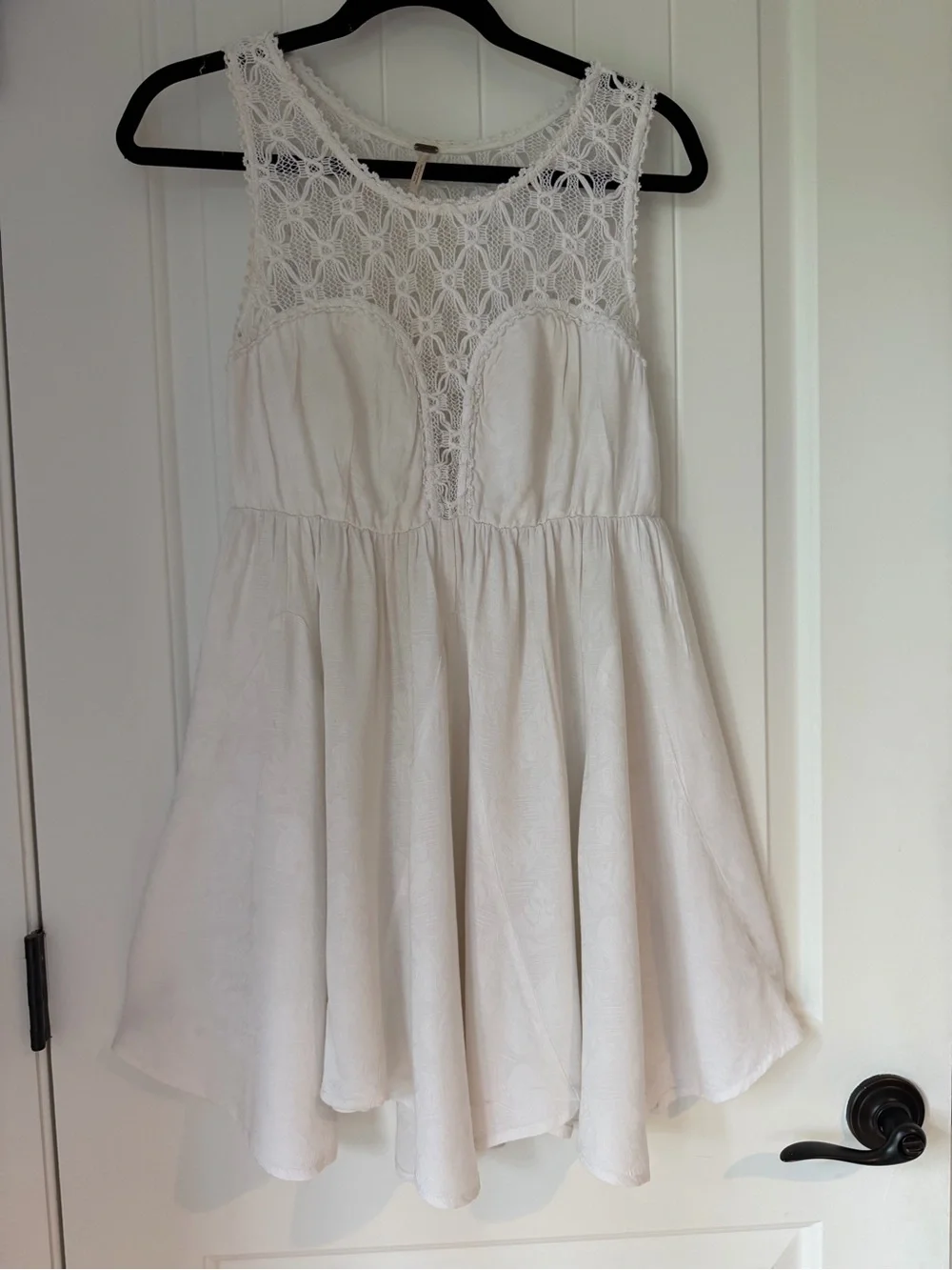 Free People Fiesta Crochet Lace Boho Dress Ivory White Size Small